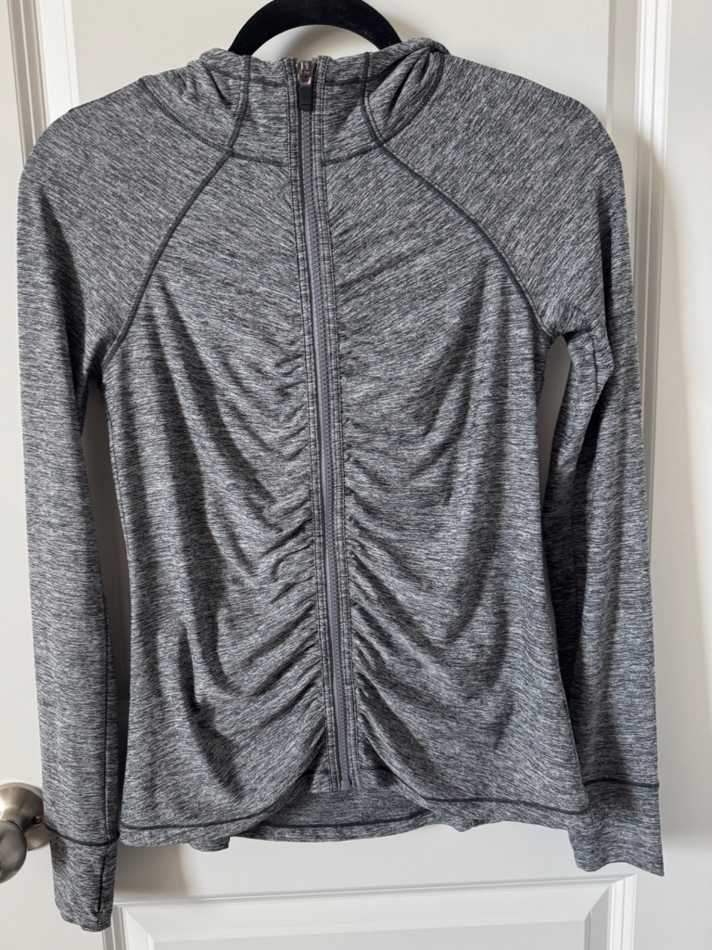 NWOT-Athleta Pacifica Crosscurrent hooded zip-up jacket in grey-XS-Petite
